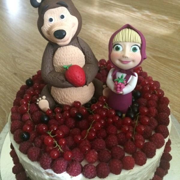 Masha and the Bear Cake Μοτίβο Κέικ Παιδικά γενέθλια Κέικ φρούτων με βατόμουρο