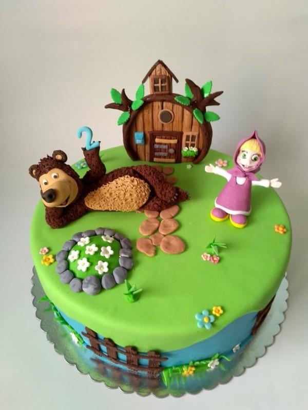 Masha and the Bear Cake Motive Cake Ζωή γενεθλίων των παιδιών στο δάσος