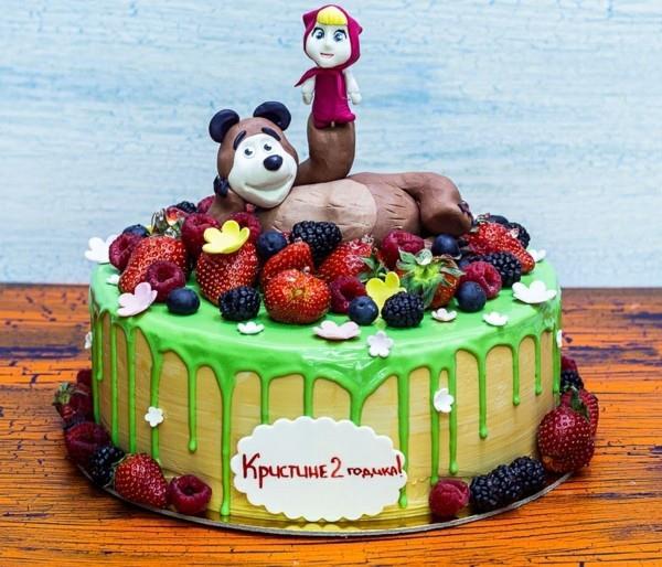 Masha and the Bear Cake Motif Cake Διακόσμηση παιδικών γενεθλίων καλοκαιρινού φρούτου