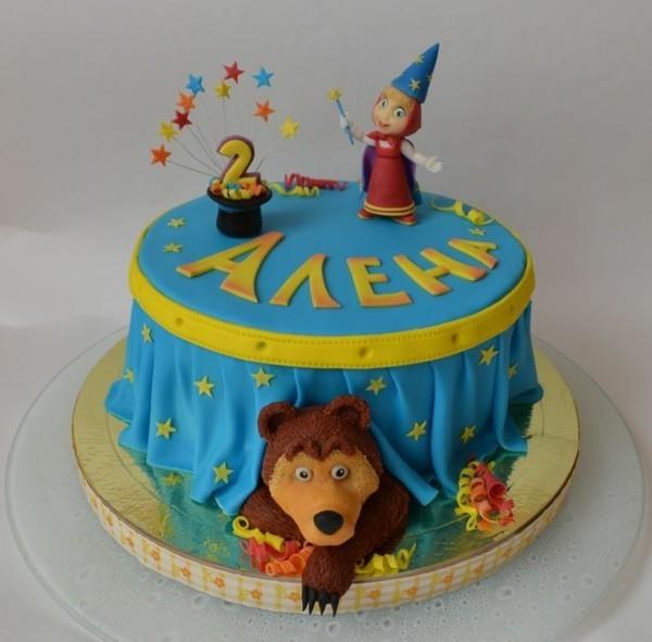 Mascha and the bear cake μοτίβο τούρτα παιδική γενέθλια τσίρκο αρκούδα
