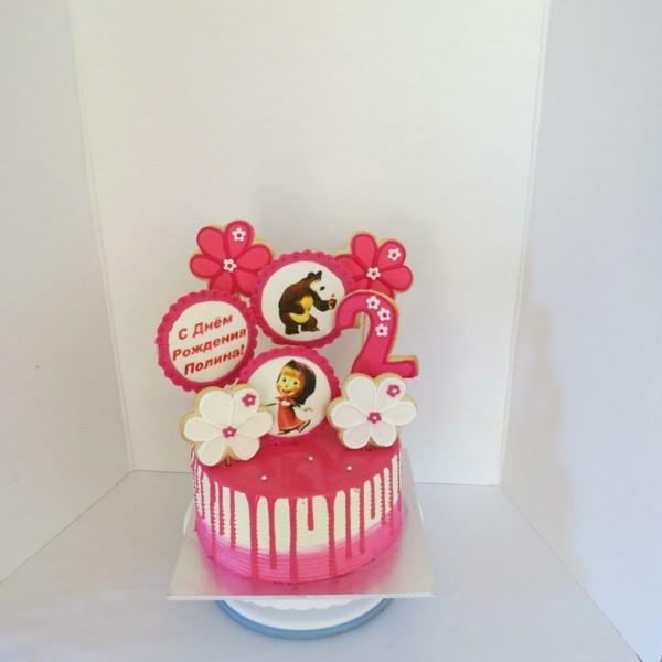 Masha and the Bear cake motif cake παιδική τούρτα γενεθλίων κορίτσι ροζ