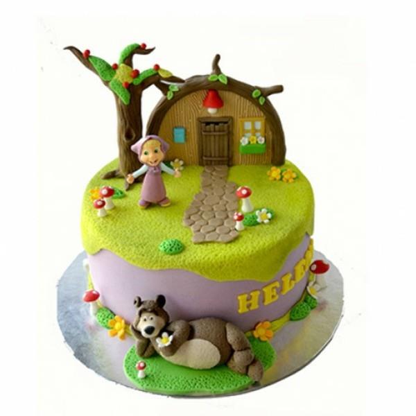 Masha and the Bear Cake Waldhaus Motif Cake Γενέθλια των παιδιών