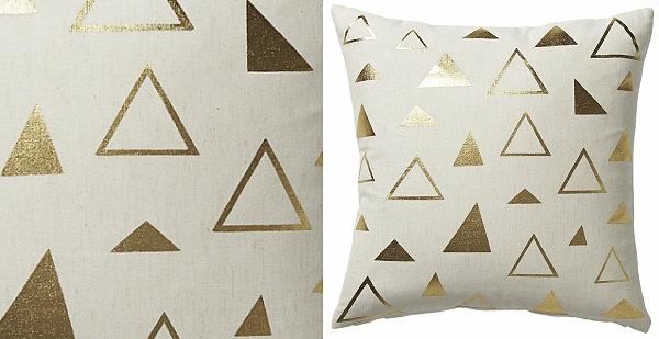 Ιδέες διακόσμησης επίπλων μοντέρνο γεωμετρικό μαξιλάρι χρυσό τρίγωνο