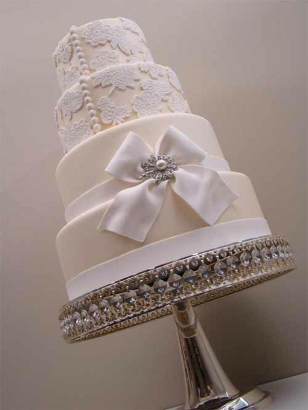διακοσμητική κορδέλα μεταξωτά λευκά γαμήλια κέικ τούρτα νύφη απλή αισθητική