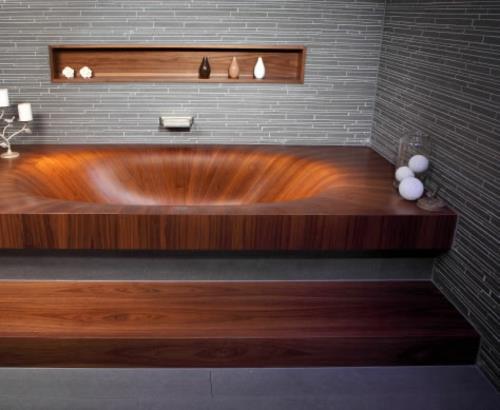 Μοντέρνα ξύλινη μπανιέρα με έπιπλα μπάνιου πρωτότυπου σχεδιασμού