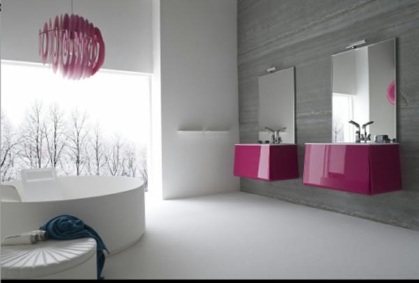 Μοντέρνες ιδέες μπάνιου ροζ νιπτήρας πολυτελείας άνεσης μπανιέρας