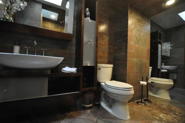 Μοντέρνες ιδέες μπάνιου πολυτέλεια άνεση wc τουαλέτα σκούρο