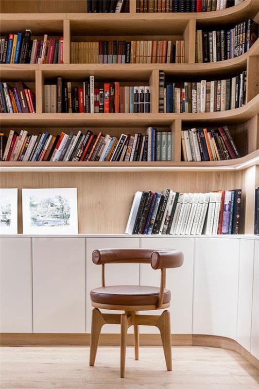 Μοντέρνα βιβλιοθήκη σπιτιών στρογγυλή πολυθρόνα σχεδιασμού Καθαρή άνεση