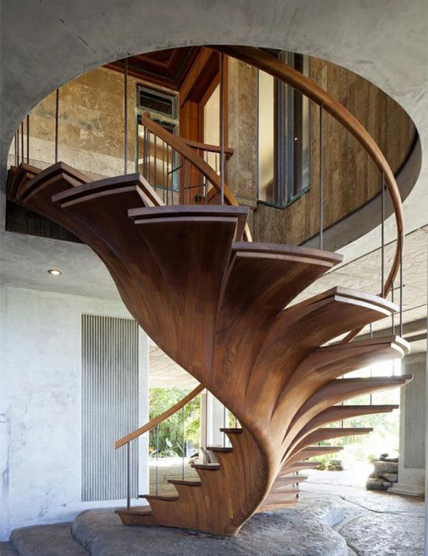 Εσωτερικές σκάλες από ξύλο ατσάλι τυλιγμένο