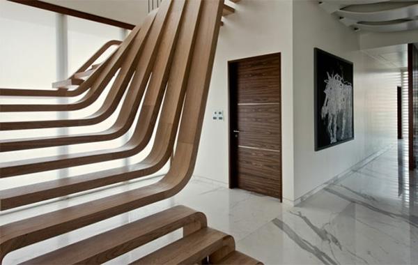 Μοντέρνες εσωτερικές σκάλες από ξύλο ατσάλι πρωτότυπο