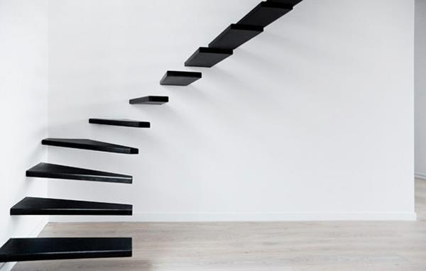 σύγχρονες εσωτερικές σκάλες από ξύλο ατσάλι μαύρο