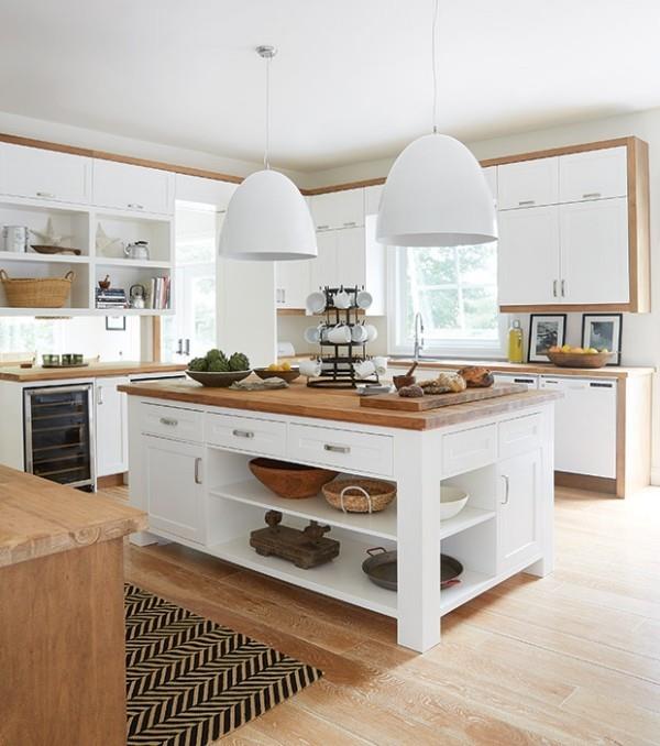 Μοντέρνα κουζίνα κουζίνα νησί λευκό ελαφρύ ξύλο πολύ ελκυστικά καναδικά ονειρεμένα σπίτια