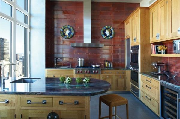 ξύλινη κουζίνα πίσω τοίχο στυλ μετάβασης σύγχρονες ιδέες σχεδιασμού κουζίνας