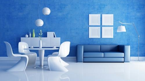 Μοντέρνο χρώμα τοίχου για το μπλε κρύο έπιπλα στο σπίτι με κρύο αποτέλεσμα