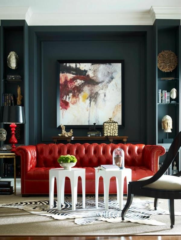 Μοντέρνα έπιπλα σαλονιού κόκκινος δερμάτινος καναπές
