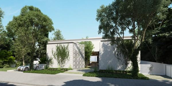 Το μοντέρνο σπίτι δείχνει πλούσιο σχέδιο τοίχου έξω από γύψο τοίχου