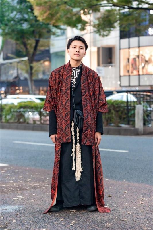 Τάσεις της μόδας street fashion άνθρωπος με κόκκινο μπουφάν