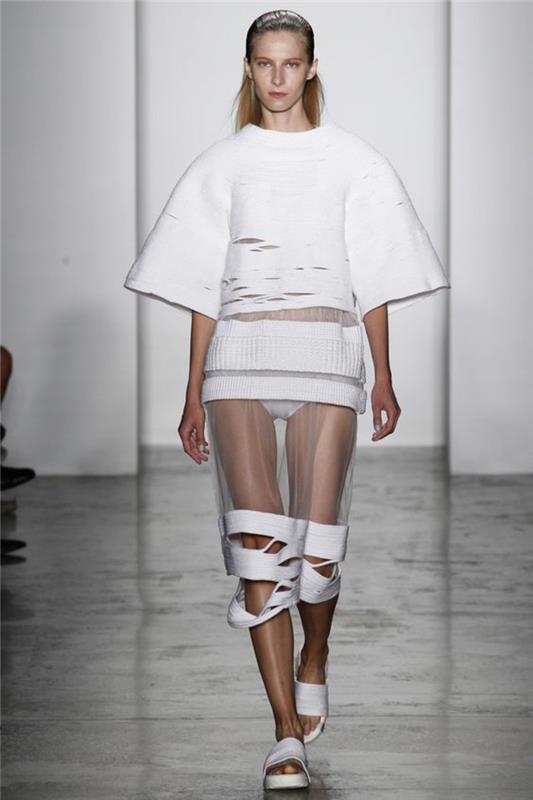 Οι τάσεις της μόδας διαφανή φορέματα φούστα λευκό