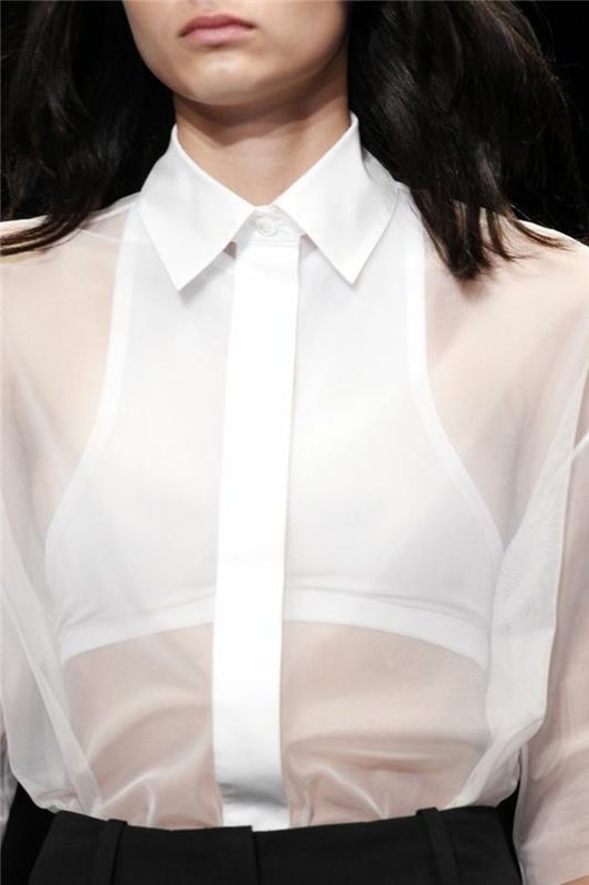 Τάση μόδας διαφανή φορέματα διαφανές λευκό πουκάμισο
