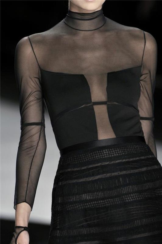 Τάσεις της μόδας κομψό μαύρο διαφανές φόρεμα