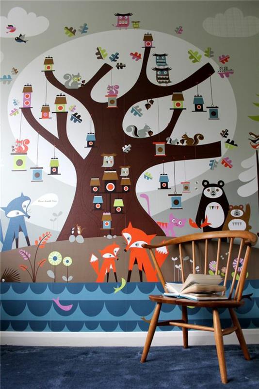 Μοτίβο ταπετσαρία ταπετσαρία δέντρου για παιδικά δωμάτια