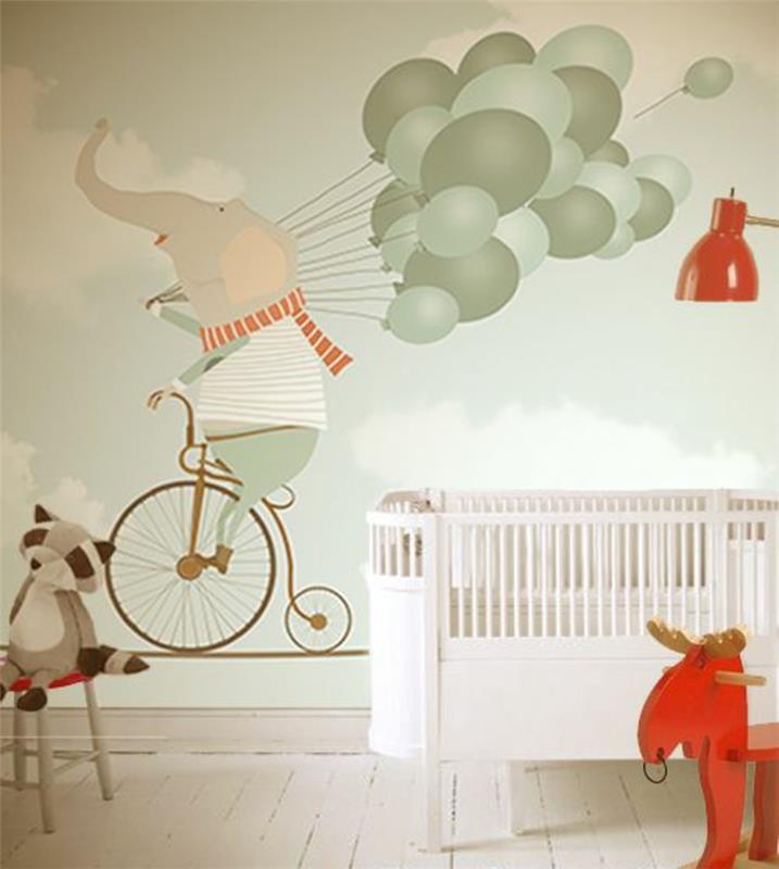 Μοτίβο ταπετσαρία ελέφαντας με μπαλόνια ταπετσαρίες σχεδιασμού για παιδικά δωμάτια