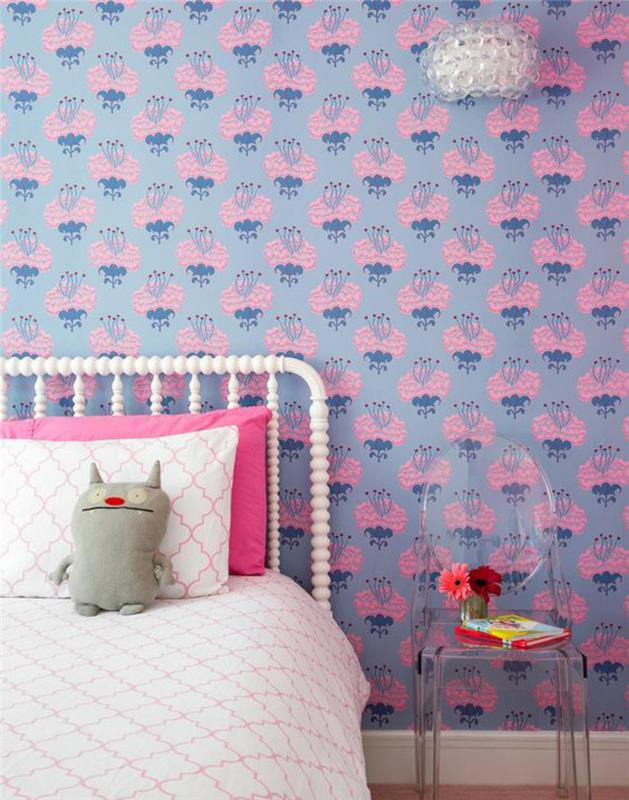 Ταπετσαρία μοτίβο ροζ λουλούδια ταπετσαρία για παιδικά δωμάτια