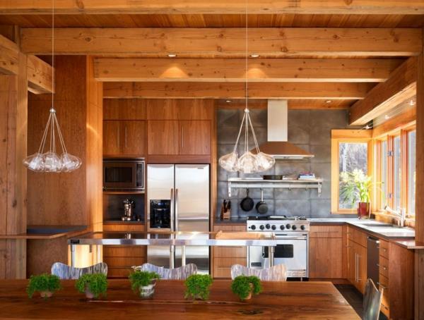 Αειφόρος αρχιτεκτονική ξύλινη επίπλωση τοίχου κουζίνα τραπεζαρία