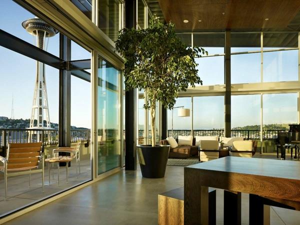 Βιώσιμη αρχιτεκτονική σαλόνι τραπεζαρία τραπεζαρία μοντέρνα ζαρντινιέρα