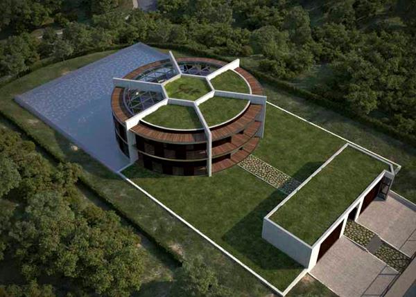 Βιώσιμο οικολογικό σπίτι σε σχήμα μπάλας ποδοσφαίρου barcelona