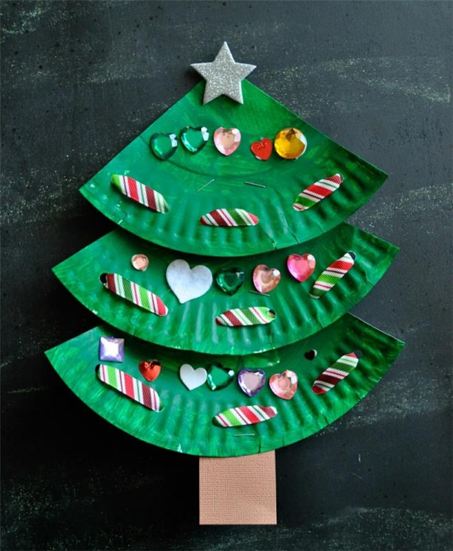 Nikolaus handicrafts tinker Χριστουγεννιάτικο κέικ ψήνουμε Χριστούγεννα τέσσερις εικόνες ξυλάκια τσιμπήματα χριστουγεννιάτικο δέντρο από χάρτινο πιάτο