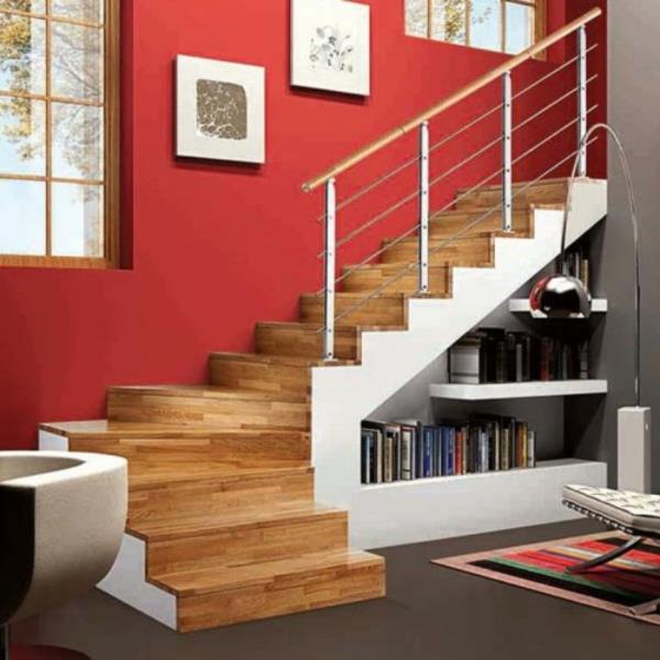 Μια άλλη ιδέα διακόσμησης για εξειδικευμένα ράφια - τις σκάλες