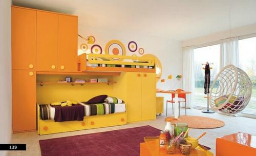 έπιπλα πορτοκαλί ιδέα λευκός εξοπλισμός παιδικό δωμάτιο κίτρινο