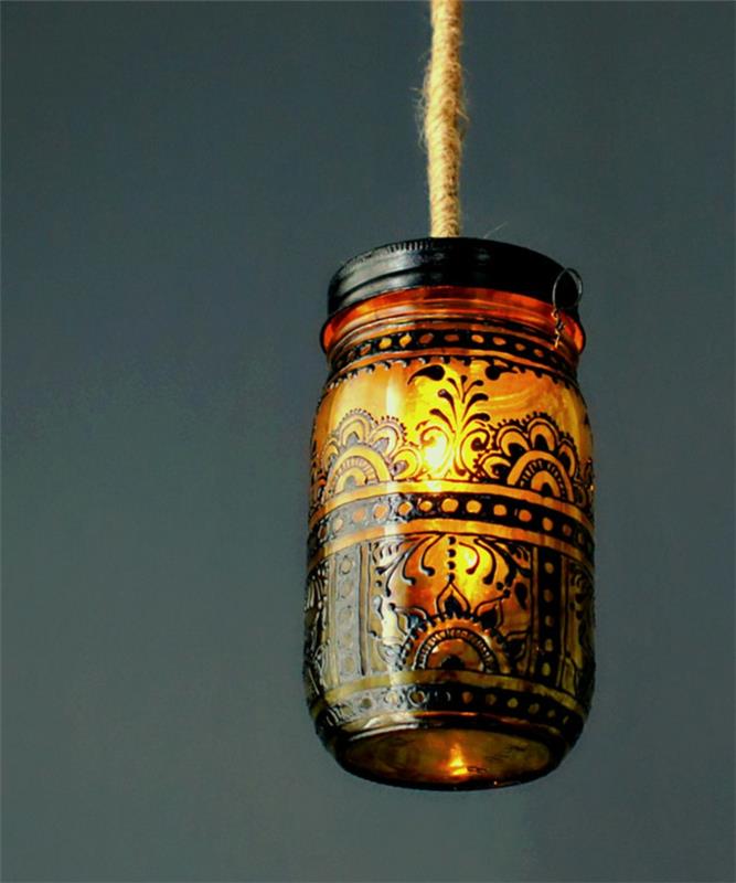 Ανατολίτικες λάμπες ζωγραφική χέννα