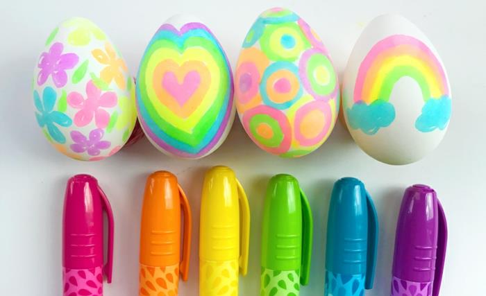 Πασχαλινά αυγά ζωγραφίζουν ιδέες φιλικό προς τα παιδιά ουράνιο τόξο