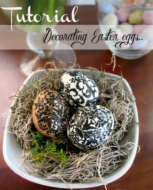 Πασχαλινά αυγά σε μαύρο και άσπρο χρώμα γρασίδι οδηγίες