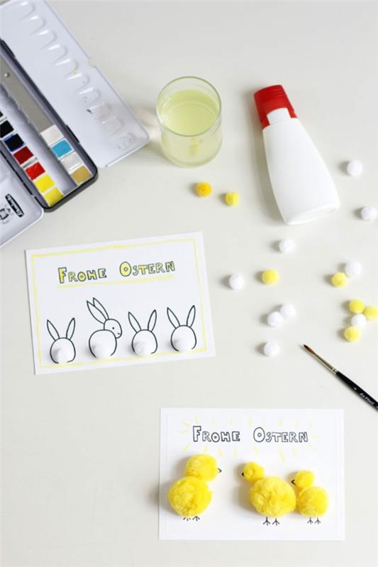 Φτιάξτε πασχαλινές κάρτες Πασχαλινό λαγουδάκι Πασχαλινή γκόμενα χειροποίητα με παιδιά