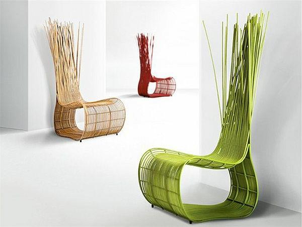 Έπιπλα Rattan polyrattan κήπου ιδέες πράσινη καρέκλα