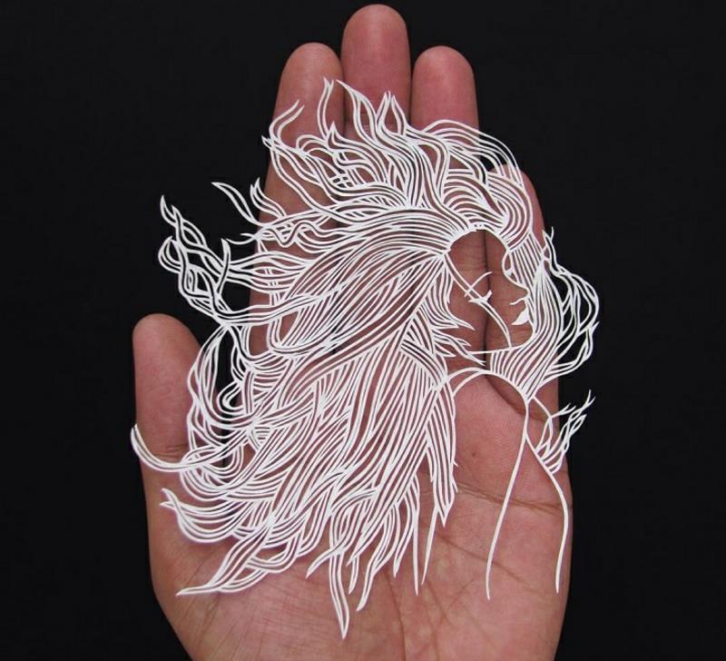 Parth Kothekar τέχνη από χάρτινα άγρια ​​γυναικεία μαλλιά