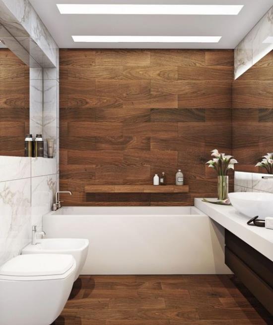 Κατάλληλο φως στο μπάνιο όμορφο μοντέρνο σχεδιασμένο δωμάτιο ενσωματωμένο φωτισμό οροφής