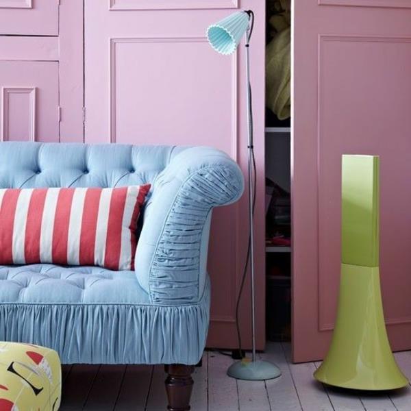 Παστέλ χρώματος παλέτα χρώματος σχεδιασμός διακόσμηση τοίχου καναπές μπλε
