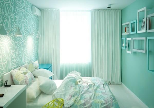 Παστέλ πράσινες ιδέες διαβίωσης ζεστό υπνοδωμάτιο