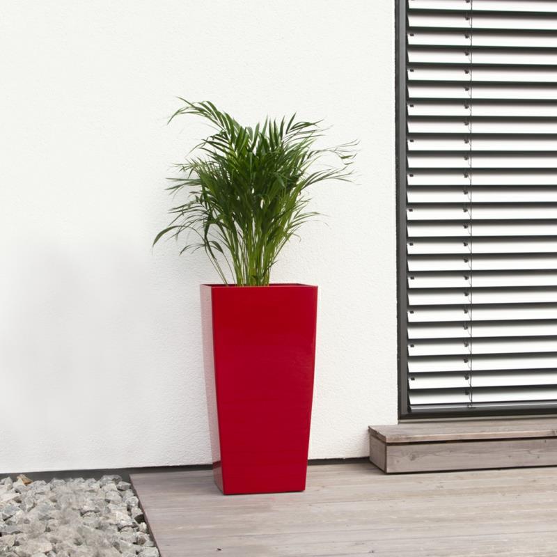 Planter fiberglass κόκκινο φρέσκο ​​χρώμα τονίζει φυτά μπαλκονιού