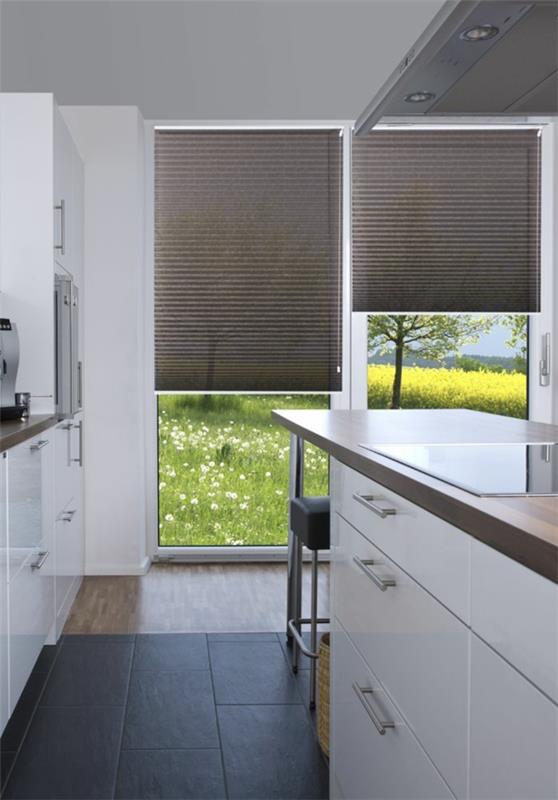 Κουρτίνες Plisee κουζινών Sensuna με πτυχωτή κουζίνα προστασίας της ιδιωτικής ζωής