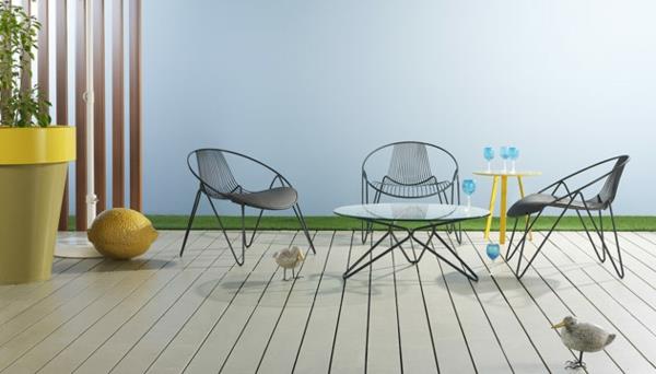 Polyrattan έπιπλα κήπου επιτραπέζια καρέκλα εξωτερική διακόσμηση ξύλινου δαπέδου