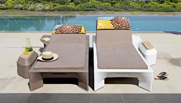 Polyrattan έπιπλα κήπου επιτραπέζια καρέκλα εξωτερική ξαπλωμένη