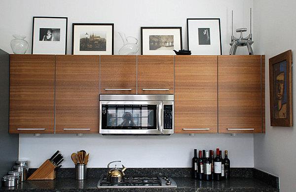 Αξεσουάρ κουζίνας ως διακοσμητικά ντουλάπια τοίχου ξύλινες συσκευές