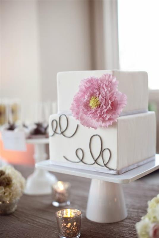 Φθηνό ροζ γαμήλια τούρτα δύο επιπέδων