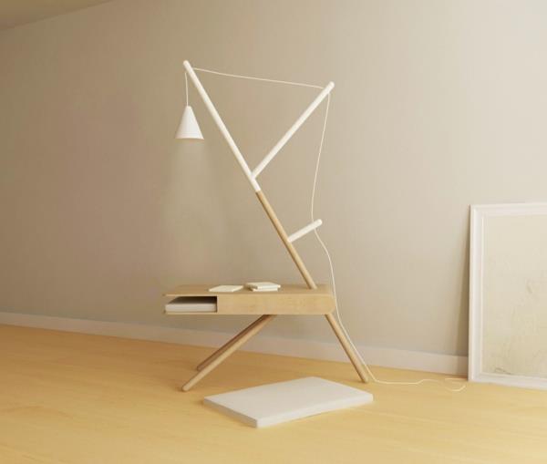 RE LIGHT βοηθητικό τραπέζι και λευκό φωτιστικό Presek Design Studio