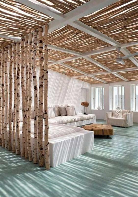 Ιδέες για διαχωριστικό δωματίου από ξύλο σχεδιασμό κορμούς δέντρων διαχωριστικό δωματίου